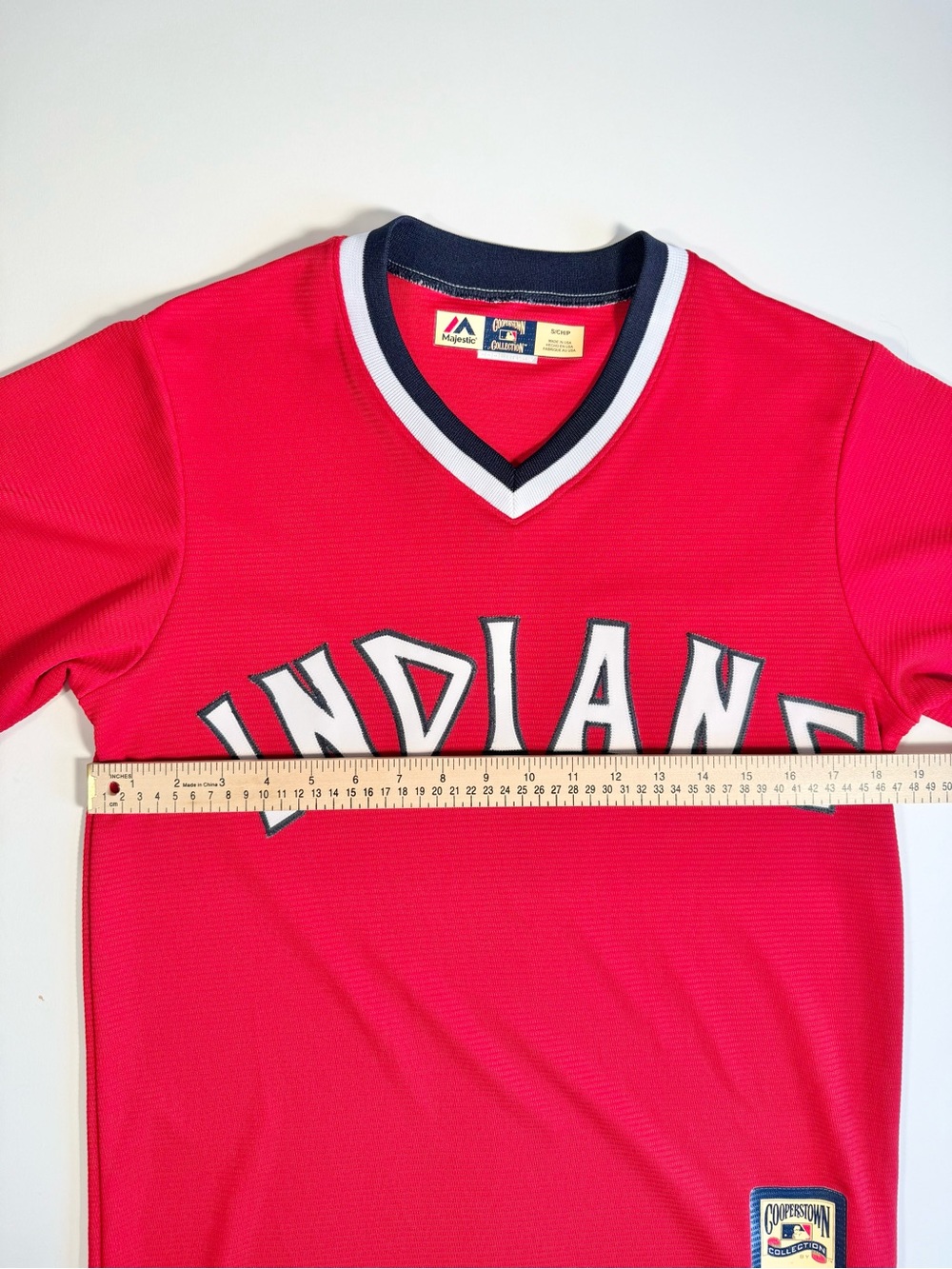 Majestic Cooperstown Cleveland Indians 1974 Retro Jersey Red S Vintage Throwback - Picture 8 of 11